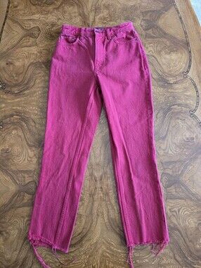 Abercrombie & Fitch Bright Red Mom Jeans Womens size 24/00 Short